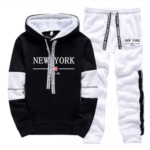 New York Hooded Sweatshirts and Elastic Sweatpants Autumn Hot Sale Mens Fashion Tracksuit Ubran Causal Sport Jogging Suits
