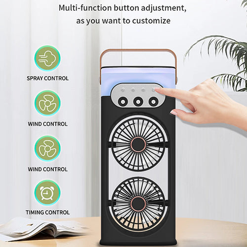 Double head spray fan, plug-in portable office desktop large wind fan, outdoor cold fan, 3-speed wind cooling fan in summer