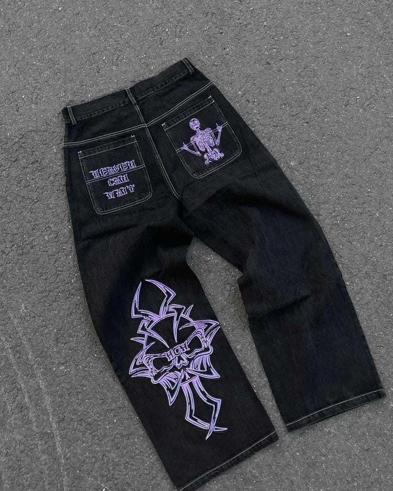 Streetwear Jeans Y2K Pants Womens Gothic Hip Hop Striped Retro Pink Baggy Jeans New High Waisted Wide Leg Trousers Clothes
