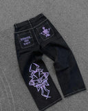 Streetwear Jeans Y2K Pants Womens Gothic Hip Hop Striped Retro Pink Baggy Jeans New High Waisted Wide Leg Trousers Clothes