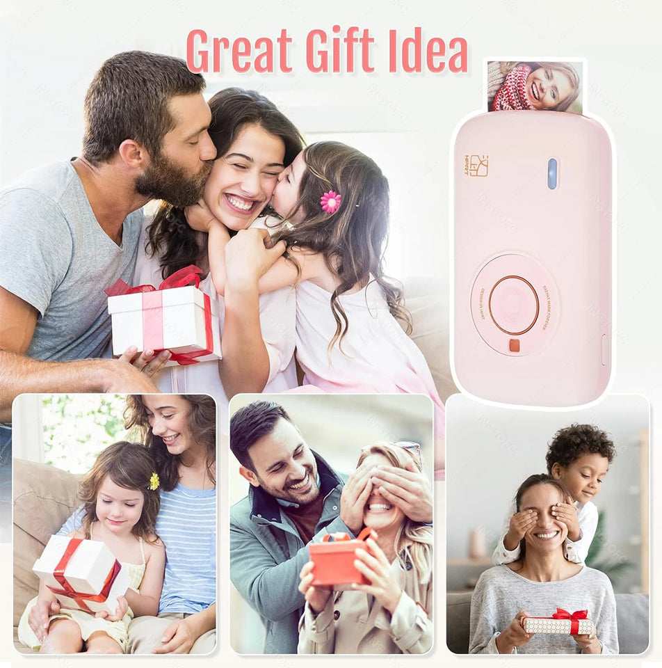 HPRT Pocket Color Photo Printer, or 2x3 inch Sticky-Backed Paper, Mini Portable HD Color Photo Printer, Bluetooth IOS Android