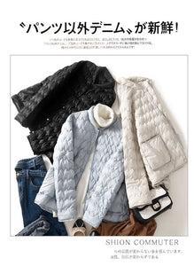 Autumn Winter Women Clothing Lightweight Quilted Jackets Warm Parkas Single-breasted Long Sleeve Windproof Short Outerwear Loose