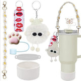 Bling For Stanley Cup Accessories Tumbler Include Glitter Bow Straw Topper Cover, Water Bottle Handle Strap, Boot, Keychain Gift