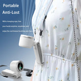2025 New Hand-held LED Display 180 Degree Folding Desktop Mini Fan Hanging Neck Outdoor Folding High-speed Powerful Turbo Fan