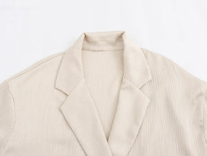 Autumn New Women's Clothing European And American Style Fashionable Wrinkled Suit Jacket Casual Pants Set
