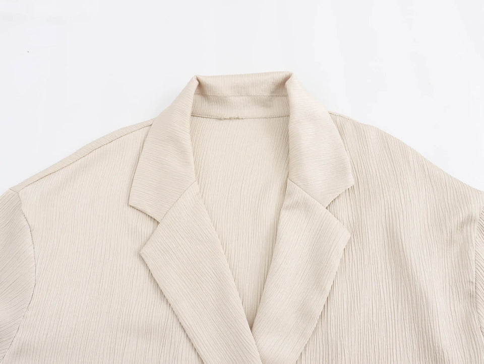 Autumn New Women's Clothing European And American Style Fashionable Wrinkled Suit Jacket Casual Pants Set