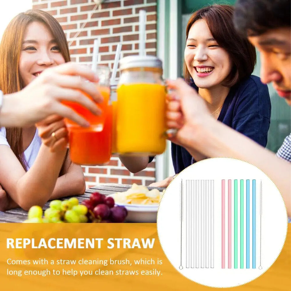 6pcs Replacement Straws for Stanley Cup with Cleaning Brushes Reusable Straws for Stanely Cup