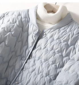 Autumn Winter Women Clothing Lightweight Quilted Jackets Warm Parkas Single-breasted Long Sleeve Windproof Short Outerwear Loose