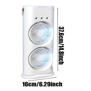 2 In 1 Dual Fan Three Hole Spray Humidification Fan Summer Office Home Air Cooling Fan With 7 Colorful Night Lights Humidifier