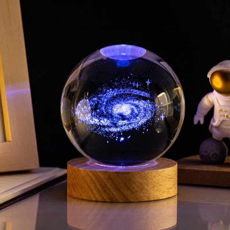 3D Colored Luminous Crystal Ball Astronomy Galaxy Crystal Sphere Beside Lamp Solar System Glassic Snow Globe Desktop Decorations