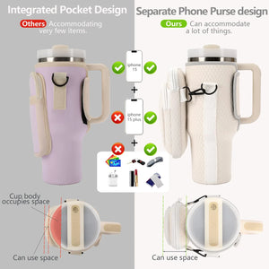 Water Bottle Bag for Stanley 40oz 2.0 Handbag with Metal Buckle Insulated Cup Portable Storage Bag for Stanley Cup Accessories