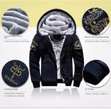Autumn Men Jacket Set Fashion Embroidered Warm Male Hooded Coat Trends Versatile Top Clothing Locomotive Streetwear Casual Pants