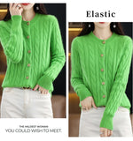 BELIARST Autumn Winter 100% Mink Cashmere Women's Clothes Round Neck Cardigan Knitted Solid Color Sweater Twisted Flower BR-050