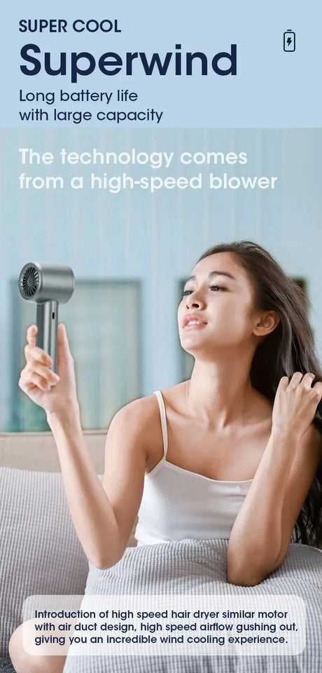 Mini Handheld Fan Mute Handheld Fan 4 Speeds Adjustment Air Calculating Fan With Power Display Portable Handheld Fan