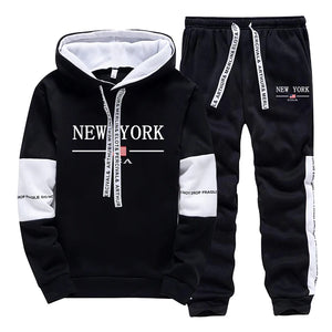 New York Hooded Sweatshirts and Elastic Sweatpants Autumn Hot Sale Mens Fashion Tracksuit Ubran Causal Sport Jogging Suits