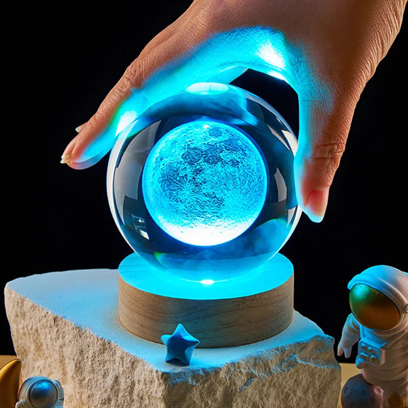 3D Colored Luminous Crystal Ball Astronomy Galaxy Crystal Sphere Beside Lamp Solar System Glassic Snow Globe Desktop Decorations